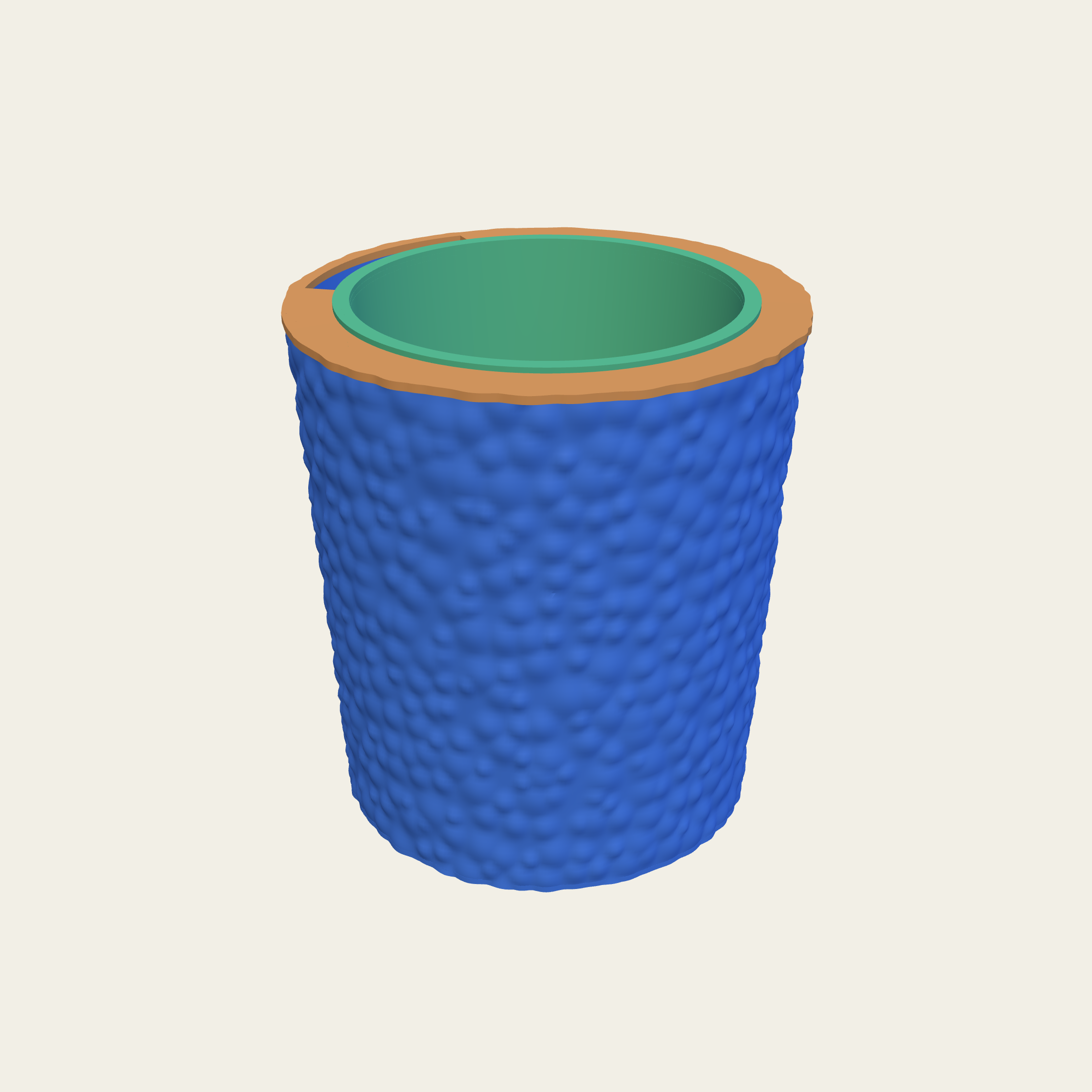 The same pot with the domes scattered and varying in size.