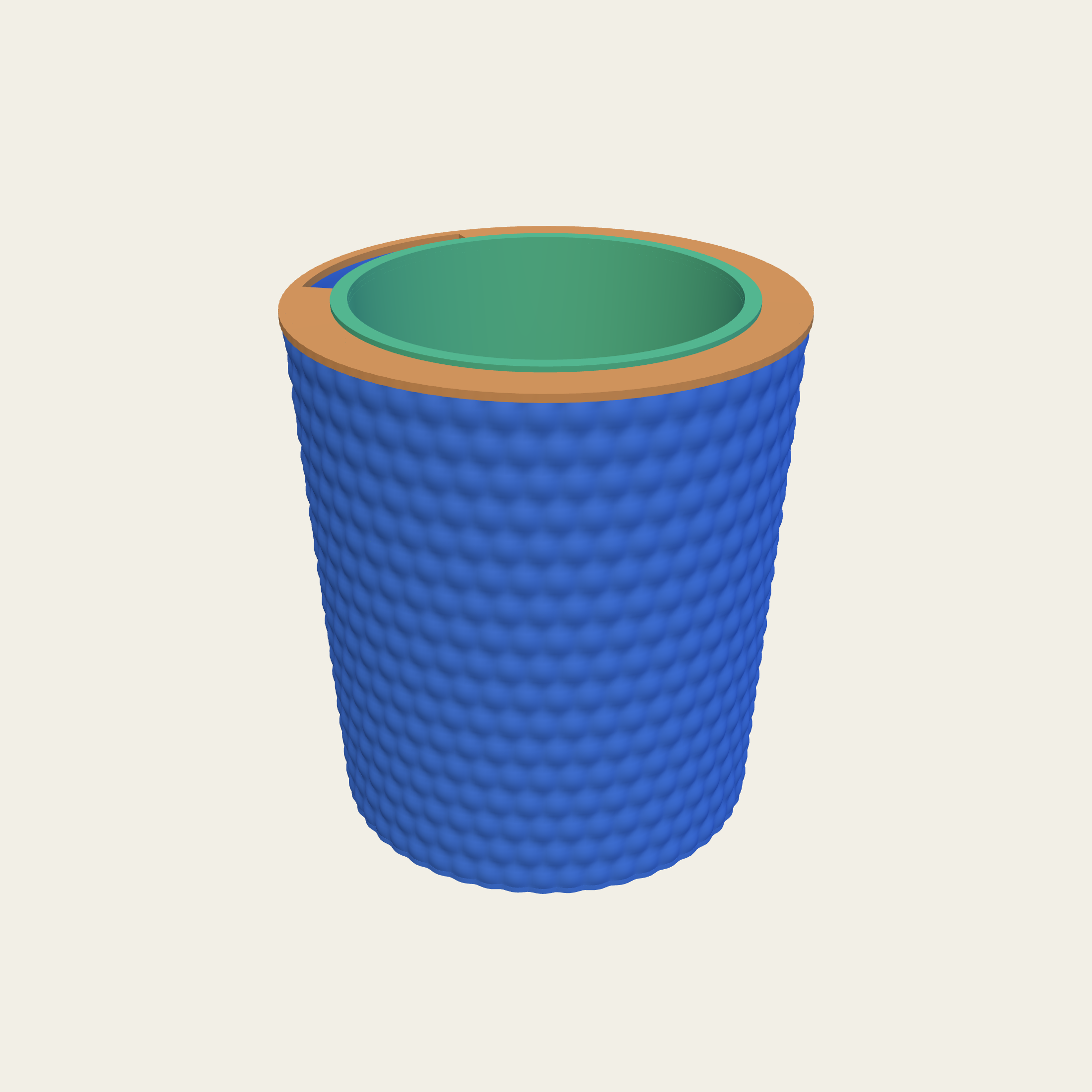 A pot covered in domes on a regular grid.