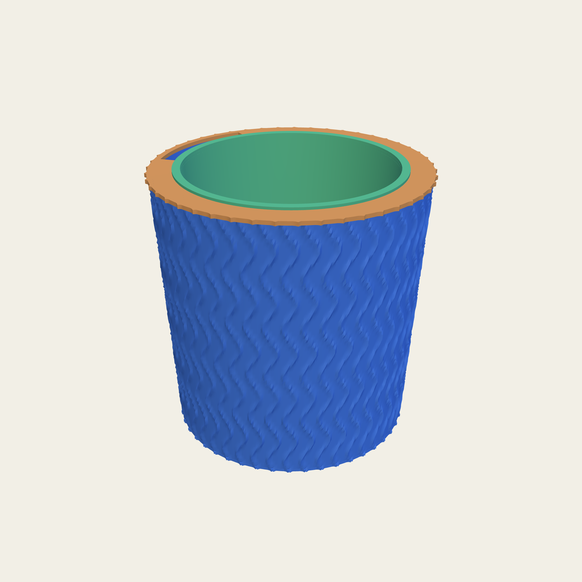 The same pot with the wavy bands running up it, interlocking.