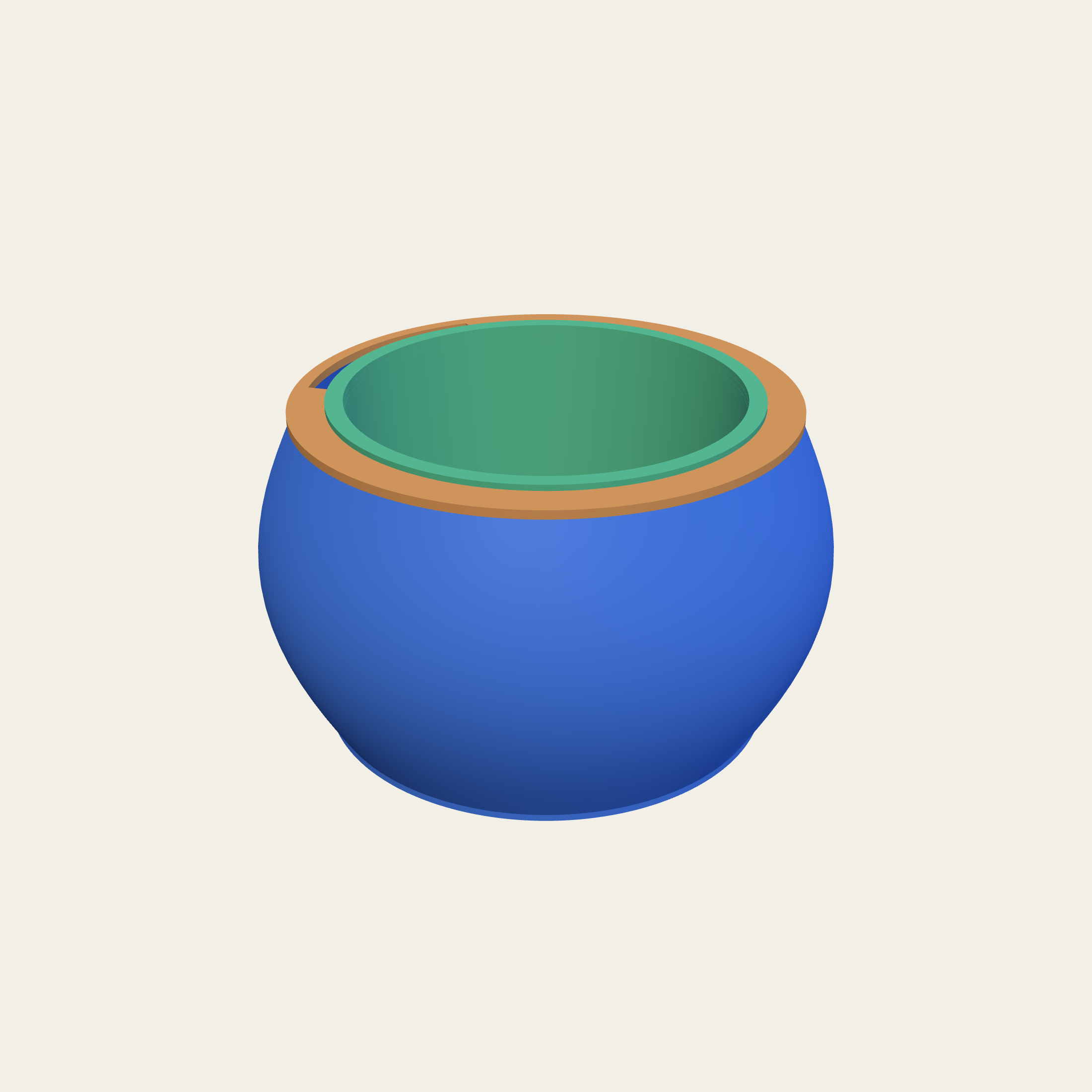 A bulbous pot, widest across the middle.
