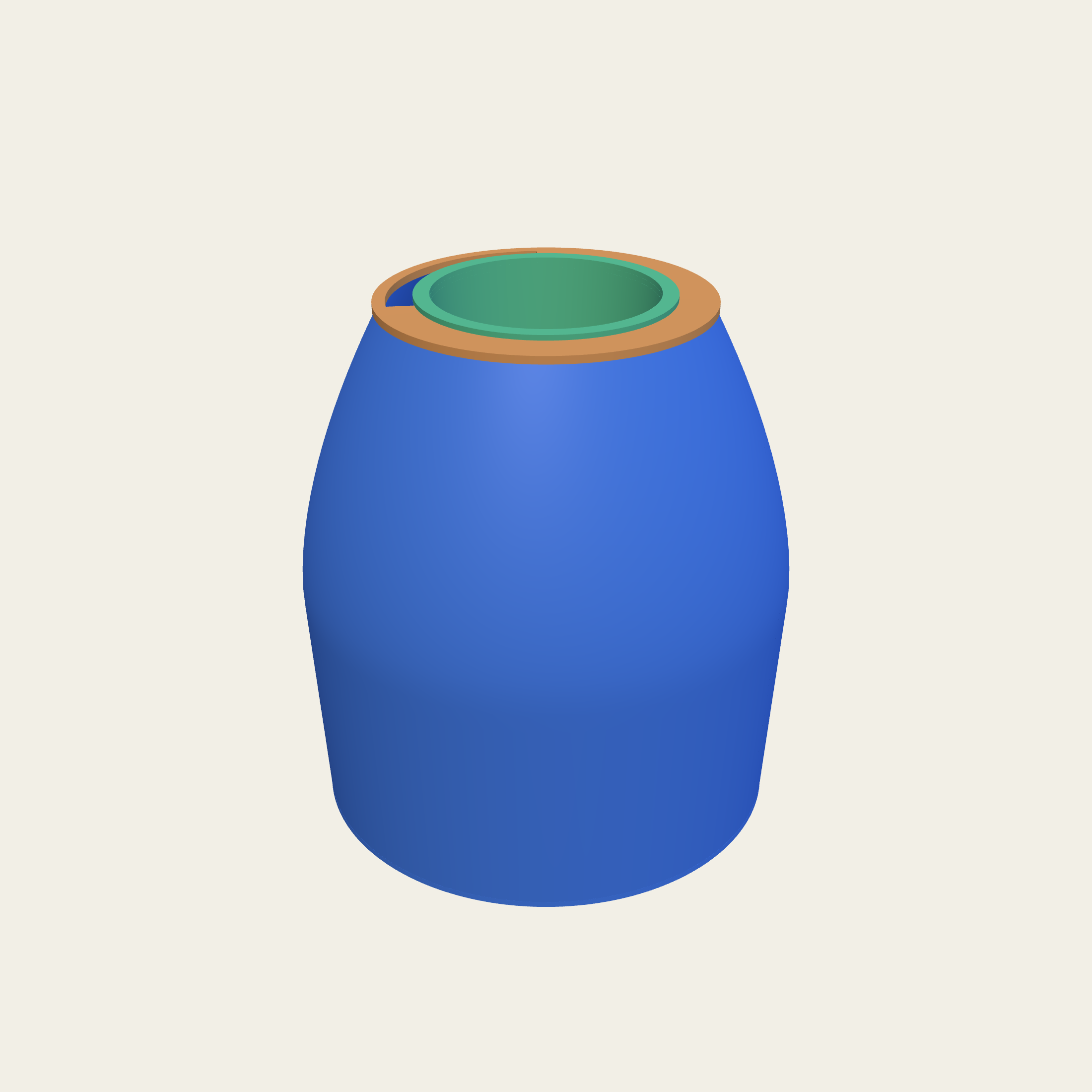 A vase-shaped pot narrowing towards the opening.