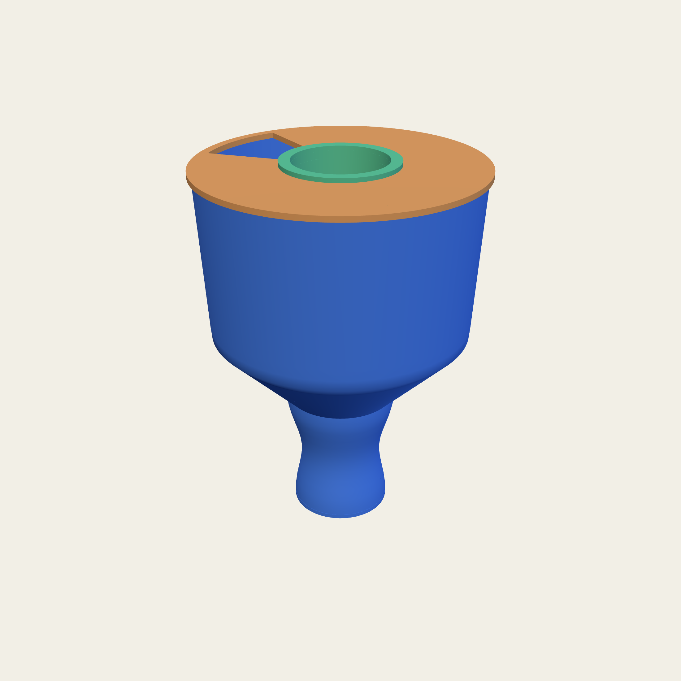 A pot standing on a slim stem, like a cup.